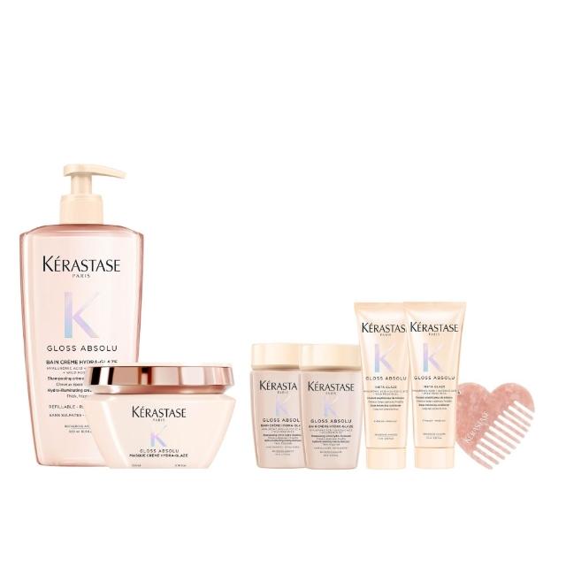 【KERASTASE 巴黎卡詩】釉光香頌髮膜200ml+髮浴500ml(全新上市/柔順/抗躁/蓬彈)