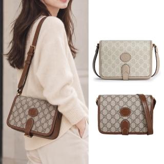 【GUCCI 古馳】671620 新款Retro系列GG Supreme帆布復古馬鞍型肩背/斜背包(兩色任選)