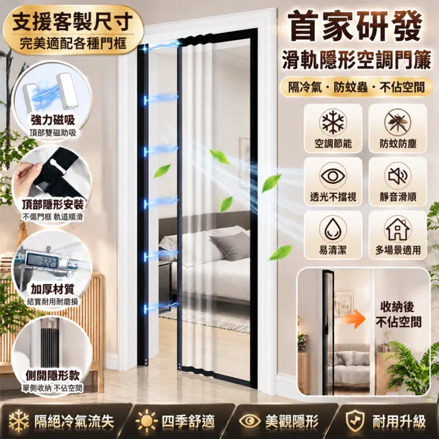 恰好家居 新款滑軌隱形空調門簾 200*220公分 雙鈕磁吸 遮擋簾 隔熱簾 簾子 黨風簾 磁吸簾 預購15天