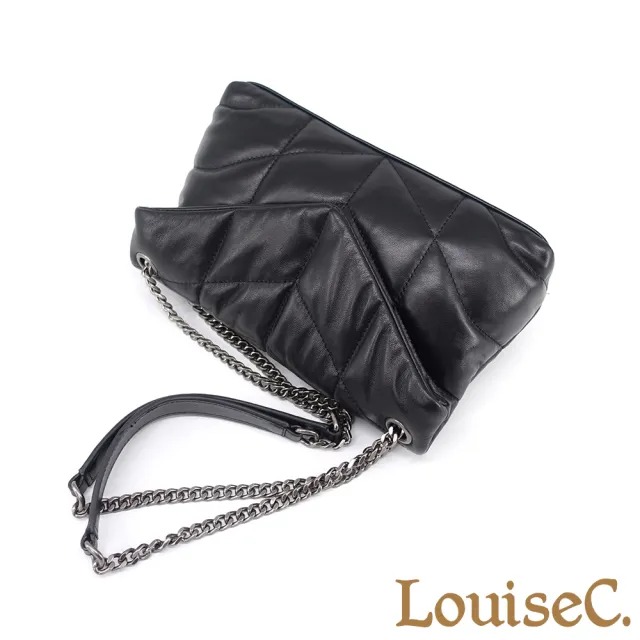 【LouiseC.】雙11 Tree House 羊皮 現代格紋 掀蓋肩背斜背鍊帶真皮包 2色 真皮包包 CC7081