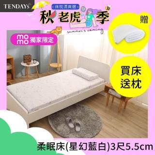 【TENDAYS】DS柔眠床墊3尺標準單人(星幻藍白 5.5cm厚 記憶床)
