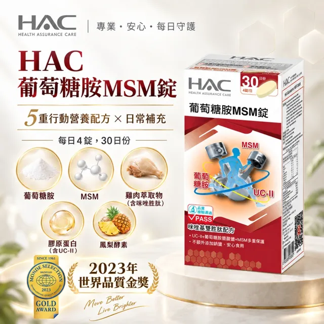 【永信藥品】葡萄糖胺MSM錠(每瓶120錠/美國MSM/ UC-II/UC2 /小分子咪唑胜肽 /鳳梨酵素/膠原蛋白/多重複方)