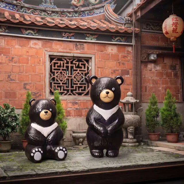 【桃花源創意工坊】台灣黑熊工藝品家居擺飾塑脂套組(公仔)
