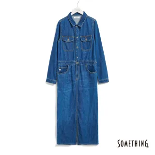 【SOMETHING】女裝 牛仔長洋裝(石洗藍)