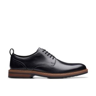 【Clarks】都會紳士 Aldwin Lace 男款寬楦素面正裝休閒鞋 (CLM83981C黑色)