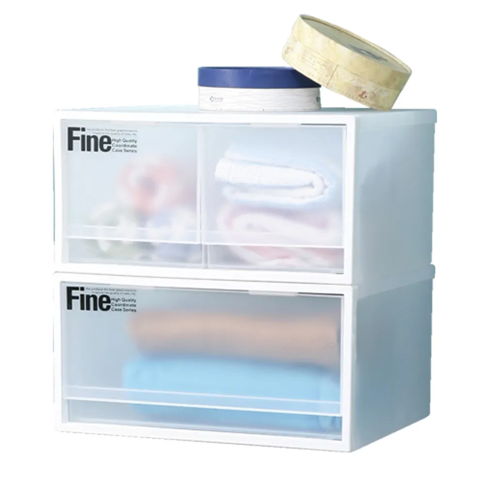 【KEYWAY 聯府】面寬40cm Fine單雙抽式整理箱20L-4入(單抽x3+雙抽x1 塑膠收納、衣物置物、日系無印風)
