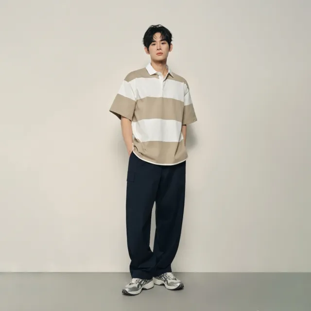 【GIORDANO 佐丹奴】韓系選品 男裝純棉條紋寬鬆短袖POLO衫(多色任選)
