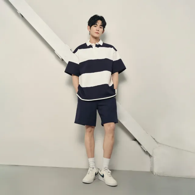 【GIORDANO 佐丹奴】韓系選品 男裝純棉條紋寬鬆短袖POLO衫(多色任選)