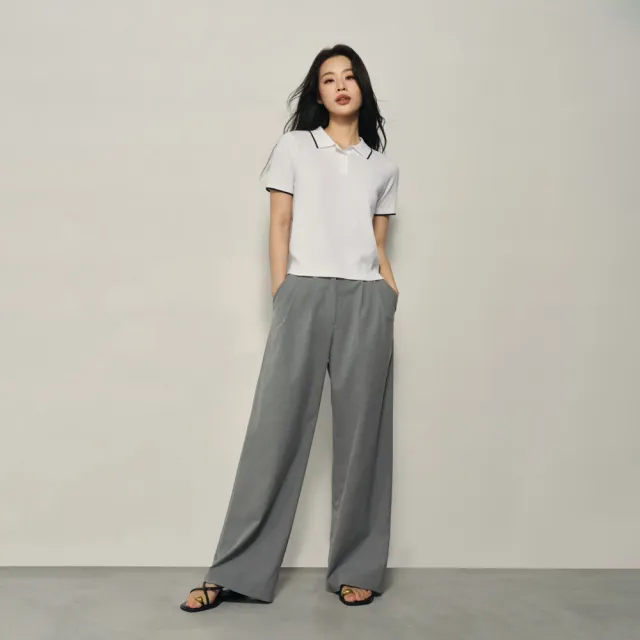 【GIORDANO 佐丹奴】韓系選品 女裝撞色滾邊短袖針織POLO衫(多色任選)