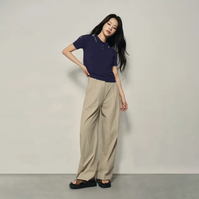 【GIORDANO 佐丹奴】韓系選品 女裝撞色滾邊短袖針織POLO衫(多色任選)