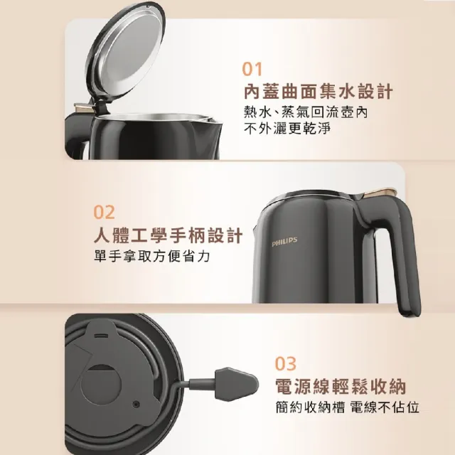 【Philips 飛利浦】抽UX20戰鬥陀螺_1.5L不鏽鋼快煮壺/熱水壺/煮水壺_HD9389/80