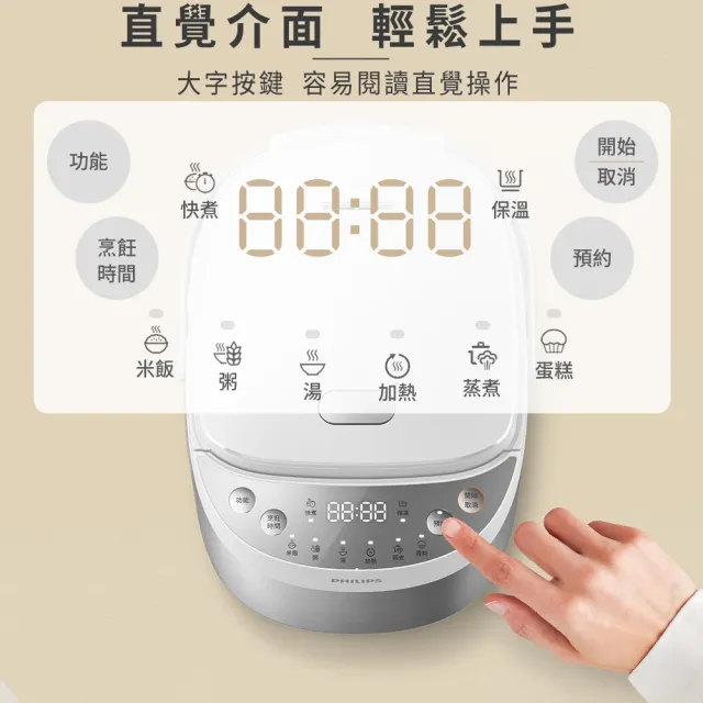 【Philips 飛利浦】抽UX20戰鬥陀螺_蒸香6人份電子鍋_HD3170/50
