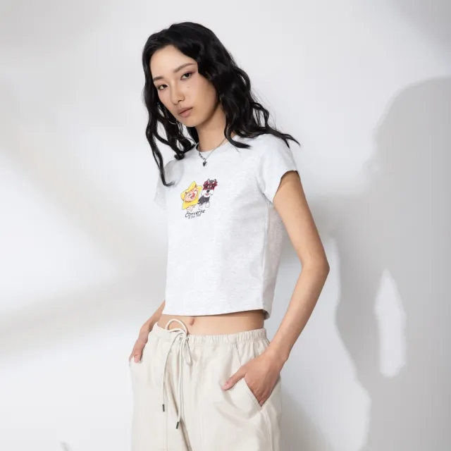【CONVERSE】PETS GRAPHIC BABY FIT TEE LT RETRO GRAY 女上衣 短袖 T恤 (WCJ771-GGN)