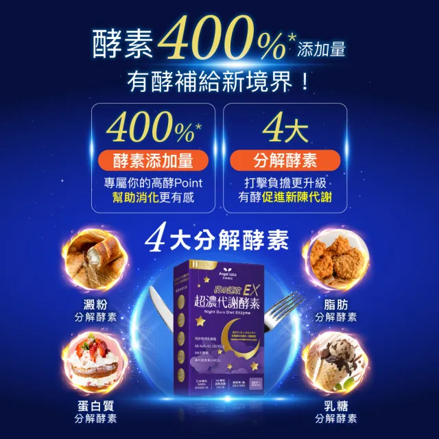 【Angel LaLa 天使娜拉】專利非洲芒果籽白腎豆x2盒+速攻夜酵素錠x2盒(30顆/盒/賴雅妍代言)