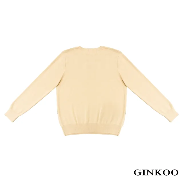 【GINKOO 俊克】長袖純棉插畫風針織上衣