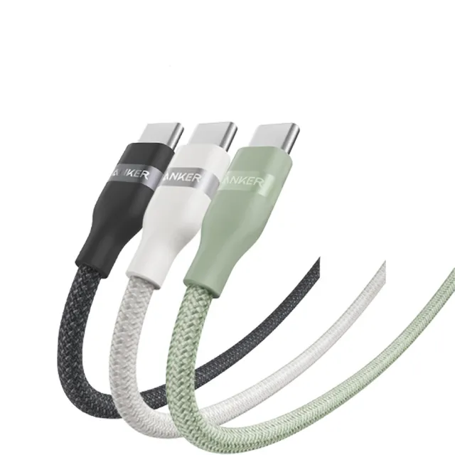 【Anker】二入組 官方授權直營 A82E2超軟充電線Type-C 240W1.8m(黑白綠/Type-C/安卓/iPhone16/筆電/Switch)