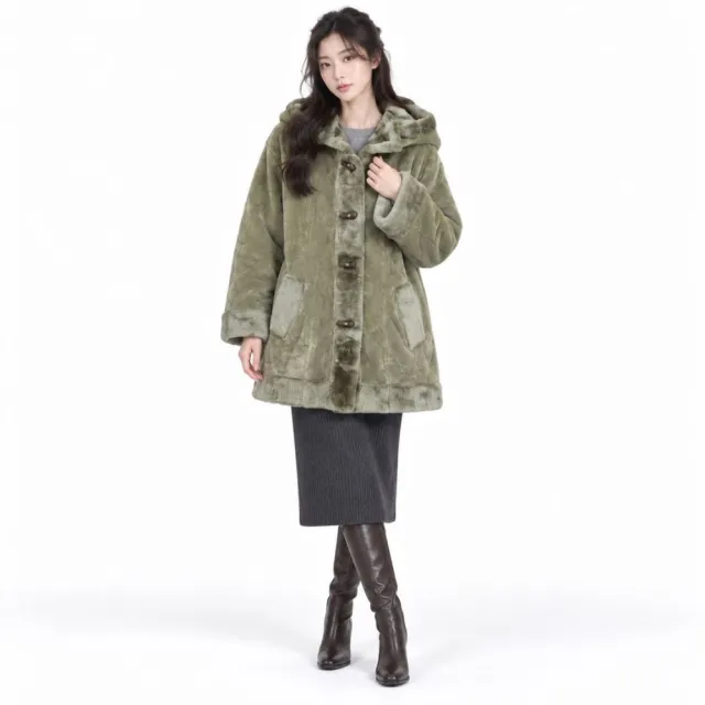 【RH】冬季加厚絨感連帽外套（五色）