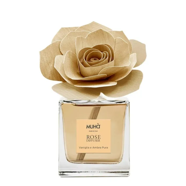 【MUHa】義大利進口室內香氛-香檳玫瑰花-香草&純琥珀 100ml(室內擴香、居家香氛)