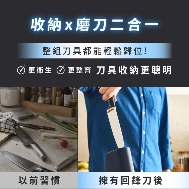 【Tefal 特福】Eversharp pro回鋒刀主廚刀16.5CM/含自動磨刀座(募資破300萬)