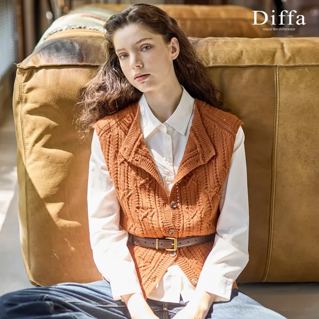 【Diffa】兩穿背心毛衣-女