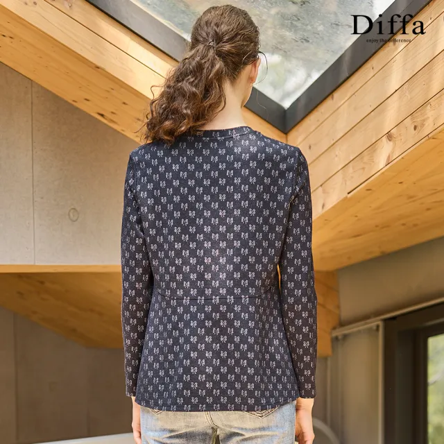 【Diffa】蝴蝶結織紋針織衫-女