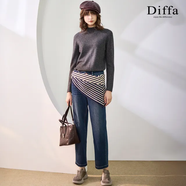 【Diffa】刷色合身牛仔褲-女(丹寧)