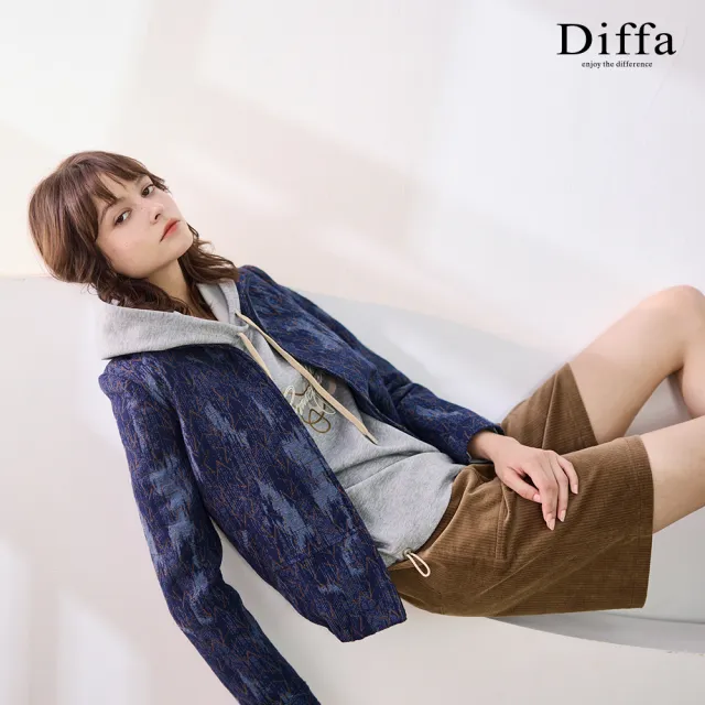 【Diffa】graceful繩股繡連帽針織衫-女
