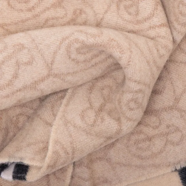 【BURBERRY 巴寶莉】喀什米爾羊毛盾牌格紋雙面圍巾(米色)
