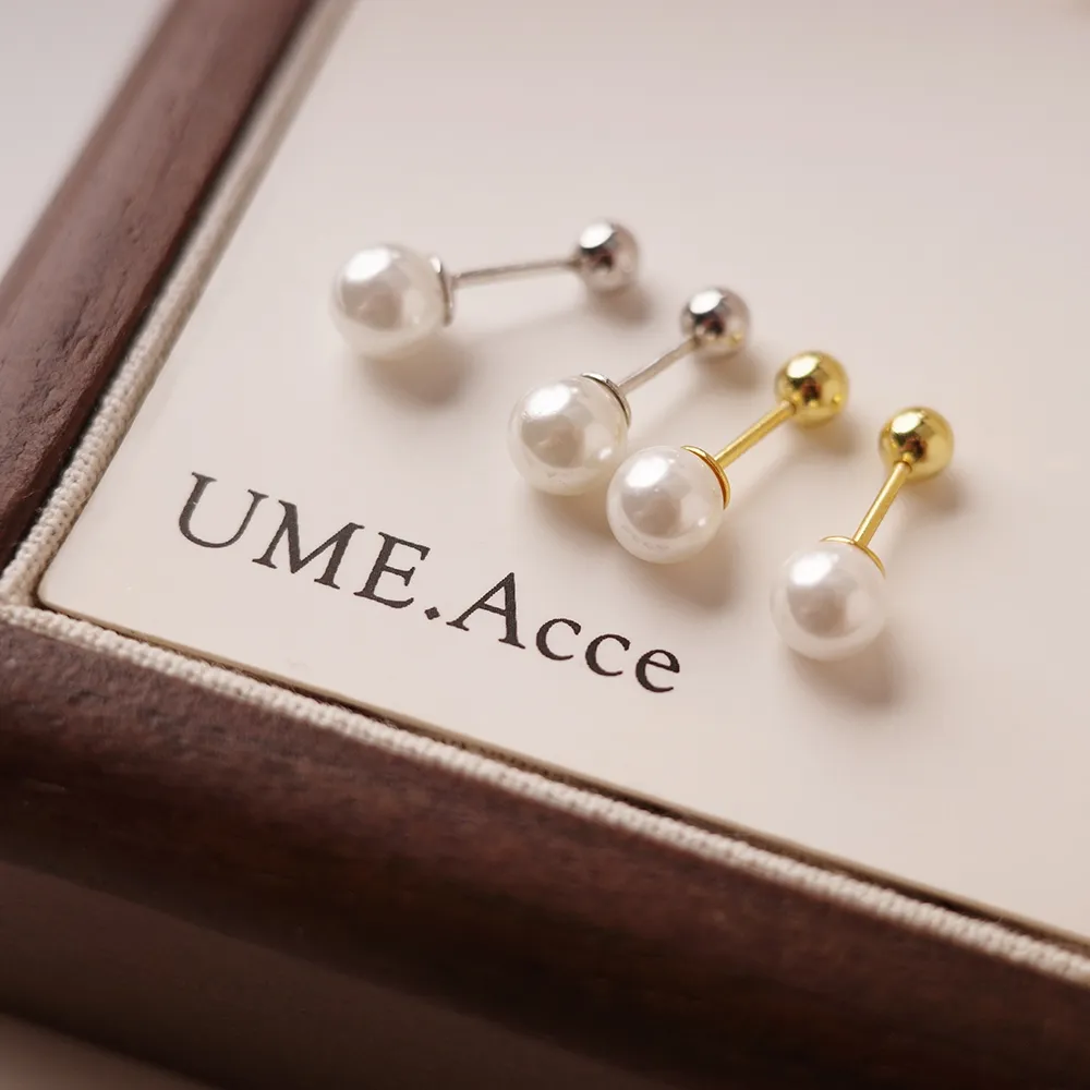 【UME.Acce】純銀小珍珠轉珠耳環(S925純銀 耳環 純銀 全純銀 純銀耳環 轉珠 轉珠耳環 珍珠