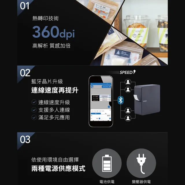 【EPSON】官方直營 標籤帶量販包任選★LW-C650GR 智慧藍牙芝麻標籤機