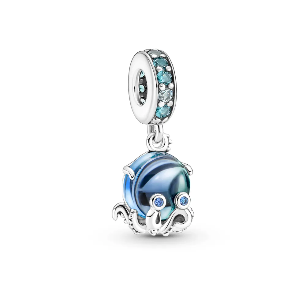【Pandora 潘多拉】Murano 琉璃可愛八爪魚吊飾