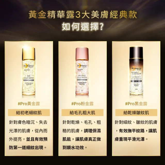 【Bio-essence 碧歐斯】BIO金萃黑魚子黃金精華露100ml(2入組)