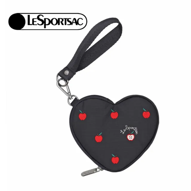 【Lesportsac】2026秋季新品 Heart Wristlet 愛心造型零錢包(3006) HG78刺繡紅蘋果