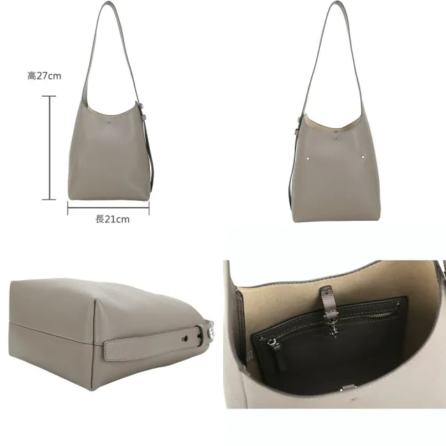 【TORY BURCH】Romy Hobo 鈕扣金屬標誌鵝卵石紋牛皮手提 肩背流浪包-小款(3色 TB 真皮 通勤包)