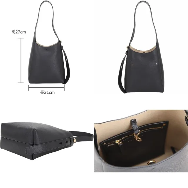 【TORY BURCH】Romy Hobo 鈕扣金屬標誌鵝卵石紋牛皮手提 肩背流浪包-小款(3色 TB 真皮 通勤包)