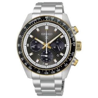 【SEIKO 精工】PROSPEX SPEEDTIMER 極速熊貓太陽能三眼計時男錶-灰x銀/41.4mm(HBJ002P1/V192-00B0D)
