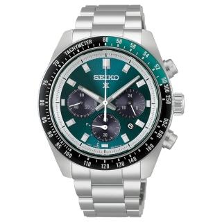 【SEIKO 精工】PROSPEX SPEEDTIMER 極速熊貓太陽能三眼計時男錶-綠x銀/41.4mm(HBJ003P1/V192-00B0G)