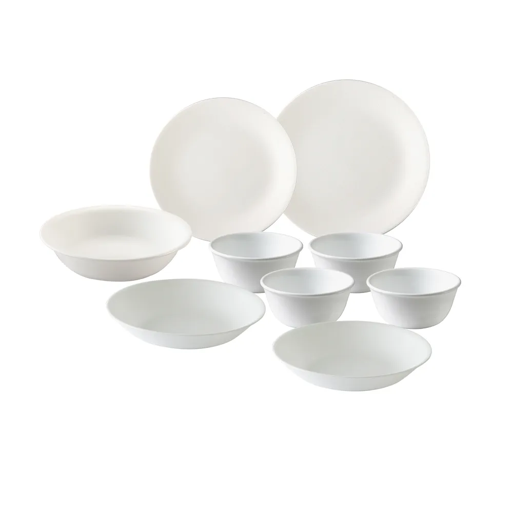 【CorelleBrands 康寧餐具】純白9件式碗盤組(I02)