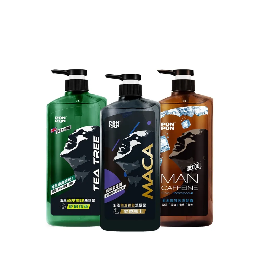 【澎澎MAN】洗髮露-680gx4(麝香瑪卡控油蓬鬆/茶樹精華頭皮調理/咖啡因勁涼/抗都會污染 任選)