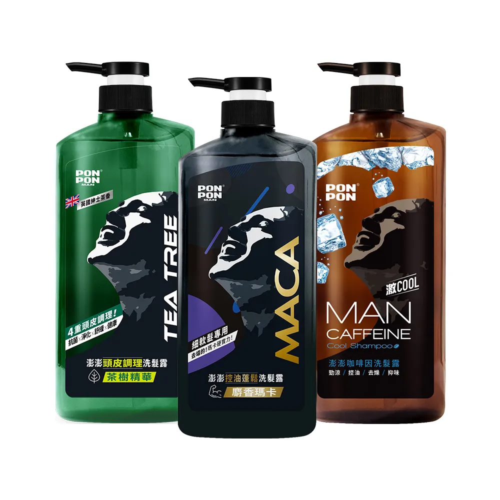 【澎澎MAN】洗髮露-650+30g(麝香瑪卡控油蓬鬆/茶樹精華頭皮調理/咖啡因勁涼 三款任選)
