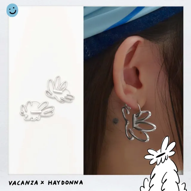 【vacanza】─ Haydonna 系列｜狗狗花花 316L扣式 純鋼耳環 (抗過敏 情人節禮物 生日禮物)