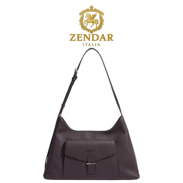 【ZENDAR】台灣總代理 限量1折 頂級小牛皮手提包肩背包 愛蜜莉系列 全新專櫃展示品(咖啡色)