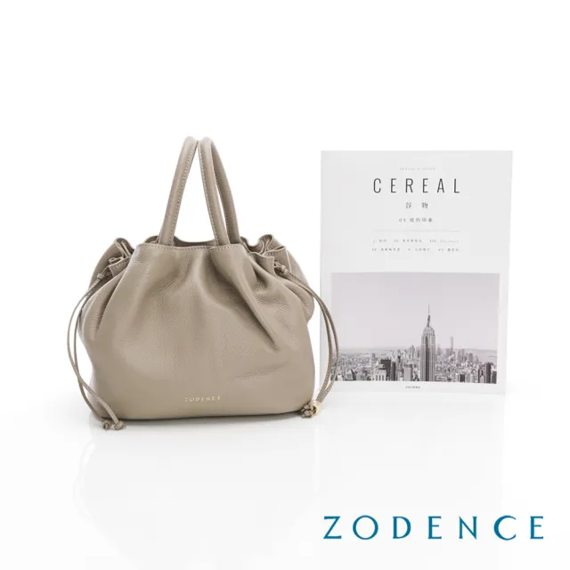 【ZODENCE 佐登司】SACCA進口真皮抽繩手提斜背包-多色(肩背包/水桶包)