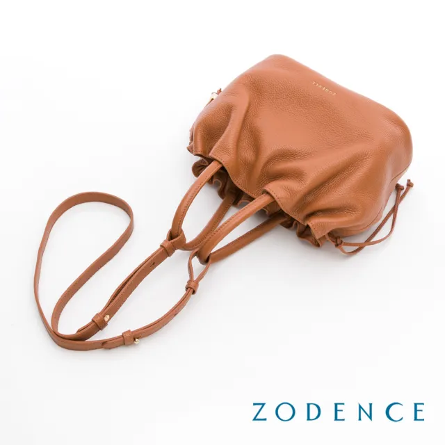 【ZODENCE 佐登司】SACCA進口真皮抽繩手提斜背包-多色(肩背包/水桶包)