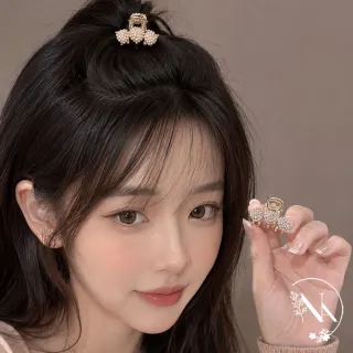 【NANA】精緻愛心水鑽珍珠小號抓夾兩入組 N115090906(愛心 水鑽 珍珠 抓夾 兩入組)