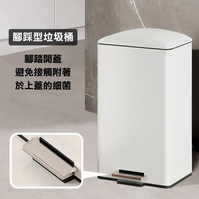 【ONE HOUSE】格拉斯高質感靜音緩降 401不鏽鋼垃圾桶-20L 平蓋/弧蓋 任選 1入(踩踏垃圾桶/緩降垃圾桶)