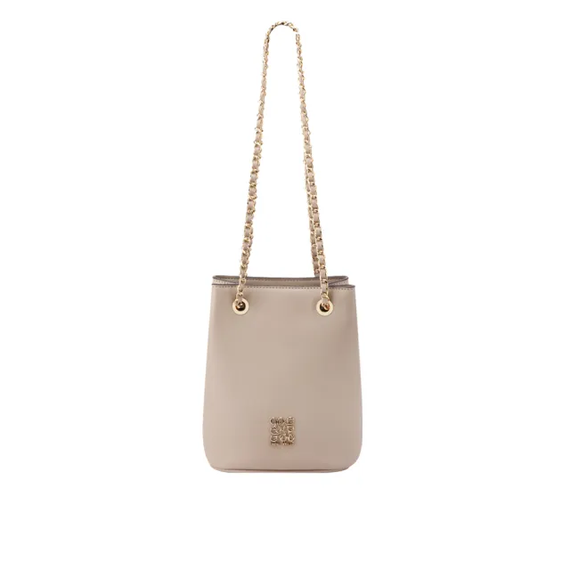 【NINE WEST】OMYRA 鍊帶水桶包 斜背包-奶茶色(148673)
