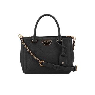 【NINE WEST】ALIA 真皮菱格手提包 斜背包-黑色(136676)