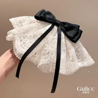 【Gulicc 古莉可】法式復古 蕾絲蝴蝶結 大抓夾(雙11 生日 髮飾 頭飾 鯊魚夾 抓夾 禮物)