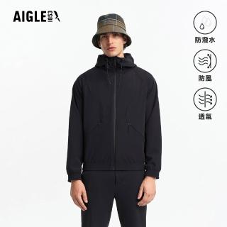 【AIGLE】男 軟殼防風外套｜AG-FBM89A100 黑色 (男外套 防風外套 防潑水 保暖外套 刷毛外套 保暖外套)